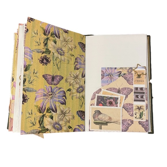 Handmade vintage book journal - slow stitched hand embroidered cover - Picture 12 of 15